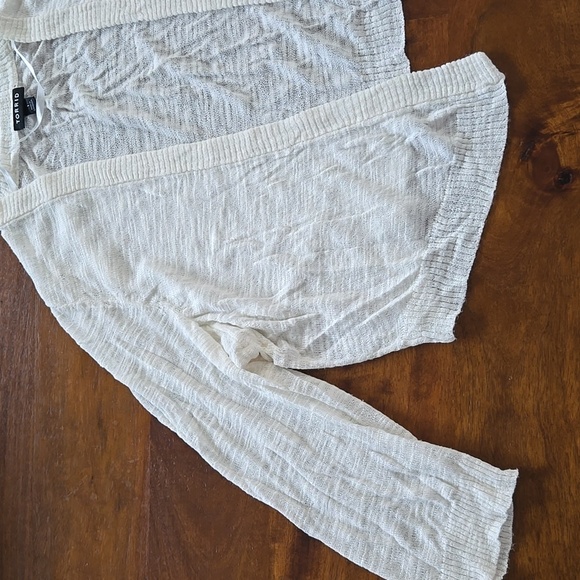 Torrid Cream Open-Front Three Quarter Sleeve Cropped Caridigan Shrug Size 1X - Picture 3 of 14